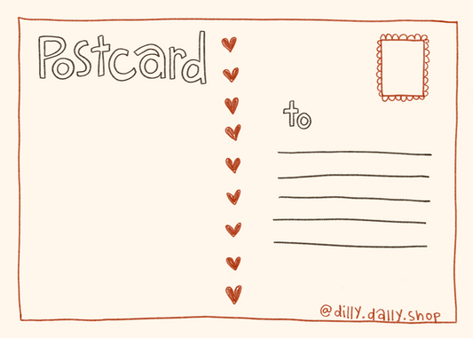 i <3 to dilly dally postcard