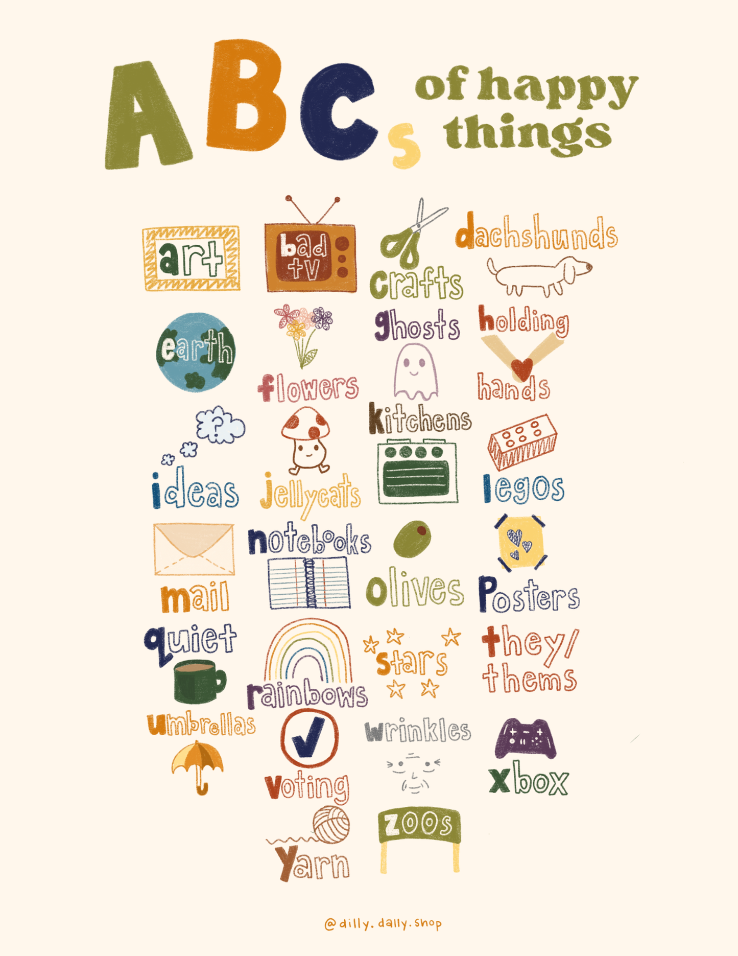 abcs of happy things print