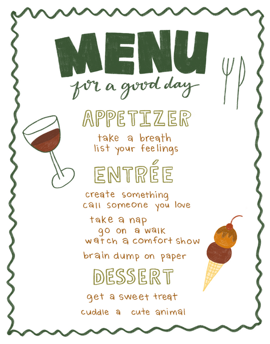 menu for a good day print